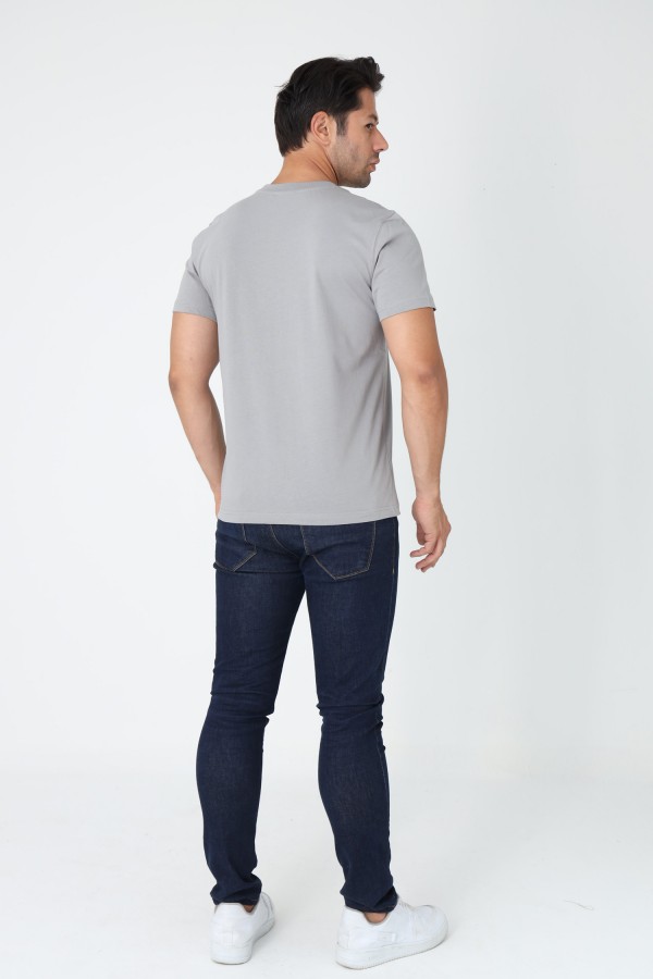 Zekora Erkek T-Shirt - Gri Yazı