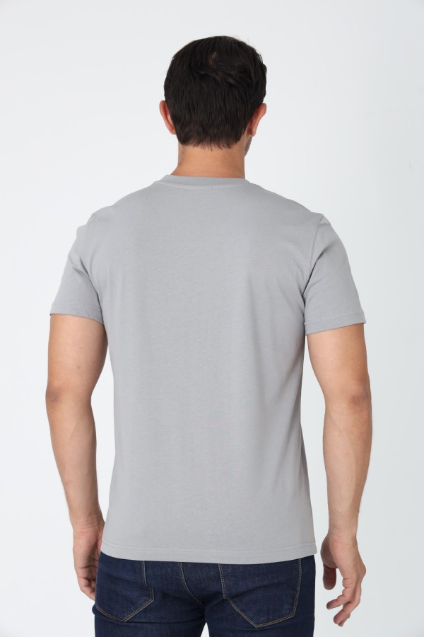 Zekora Erkek T-Shirt - Gri Yazı