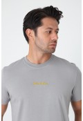 Zekora Erkek T-Shirt - Gri Yazı