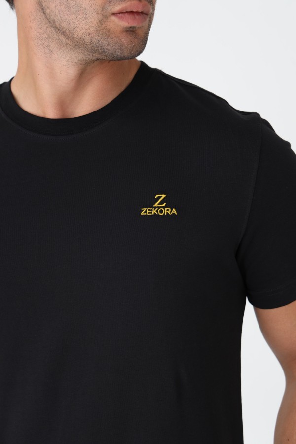 Zekora Erkek T-Shirt - Siyah, Sarı Logo ve Yazı